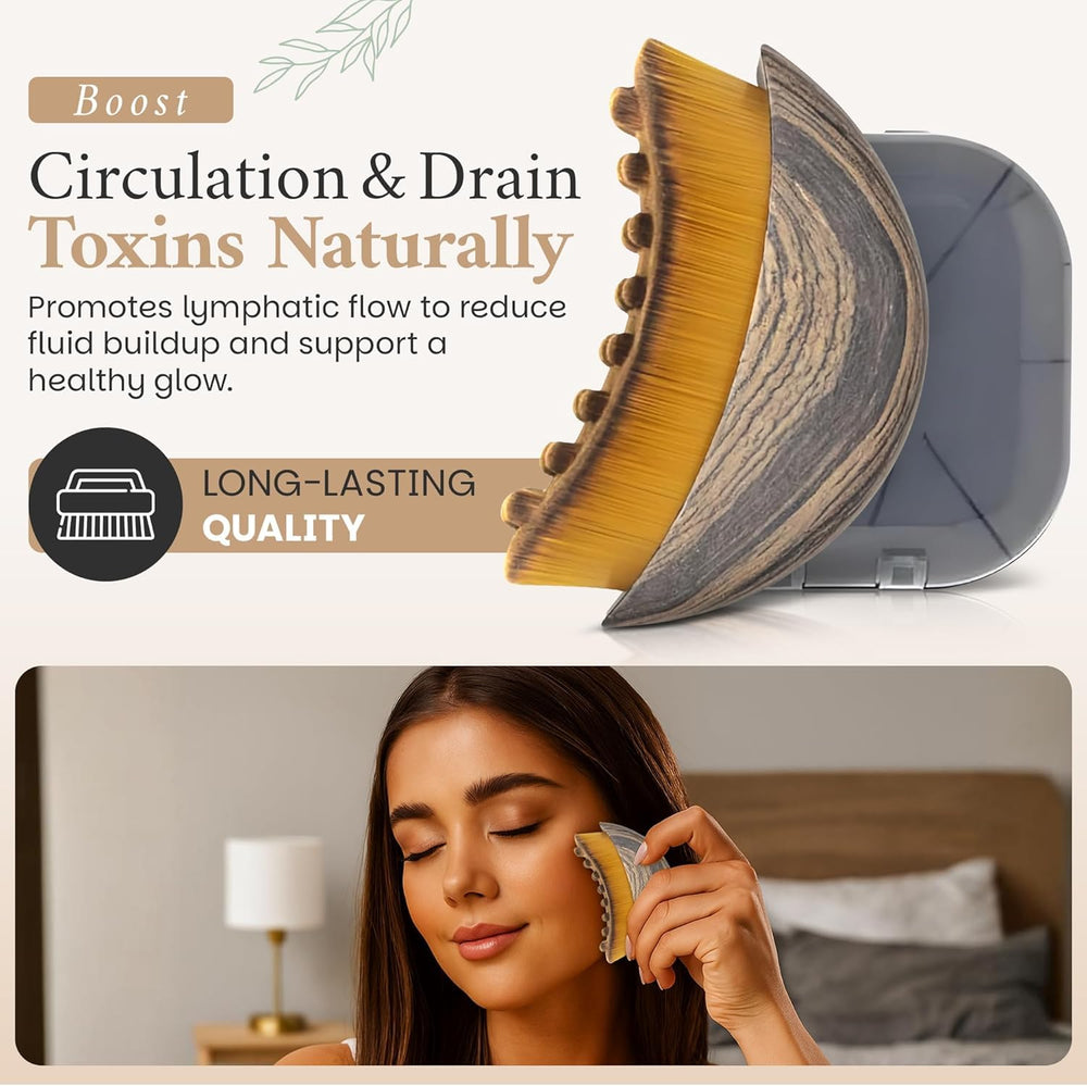 lıwraa lymphatic contour brush hands-on use demonstrates ergonomic grip and targeted drainage potential.