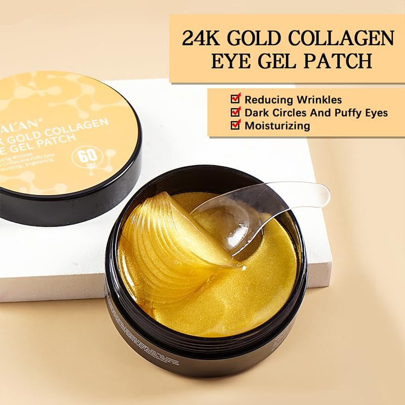 LIYALAN parches ojos 24K oro, ayuda a la hinchazon de parpados
