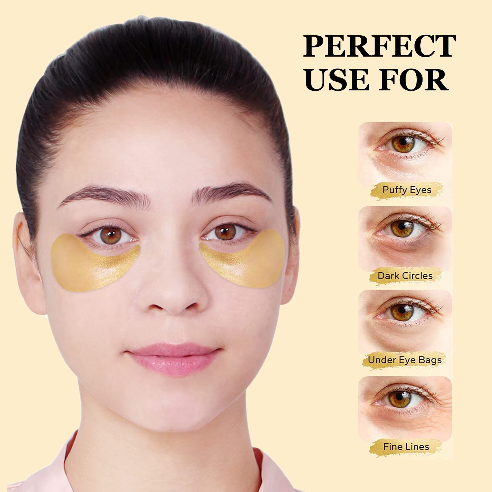 LIYALAN parches ojos 24K oro, ingredientes activos para hidratación