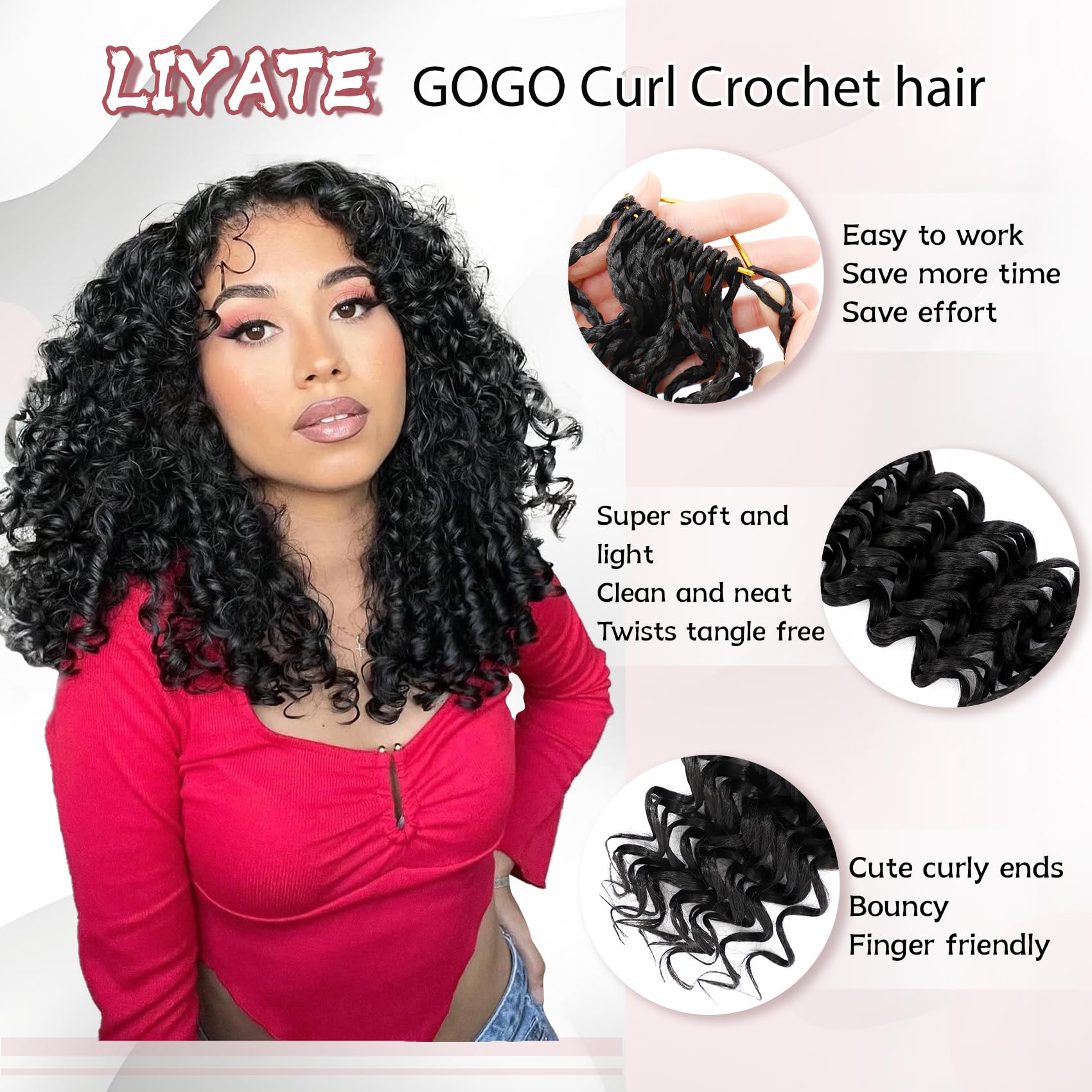 LIYATE Gogo Curl ocean wave 8-inch strands create beachy, natural-looking curls.