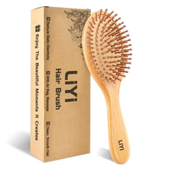 LIYI Bamboo Hair Brush with ergonomic handle for comfortable daily brushing