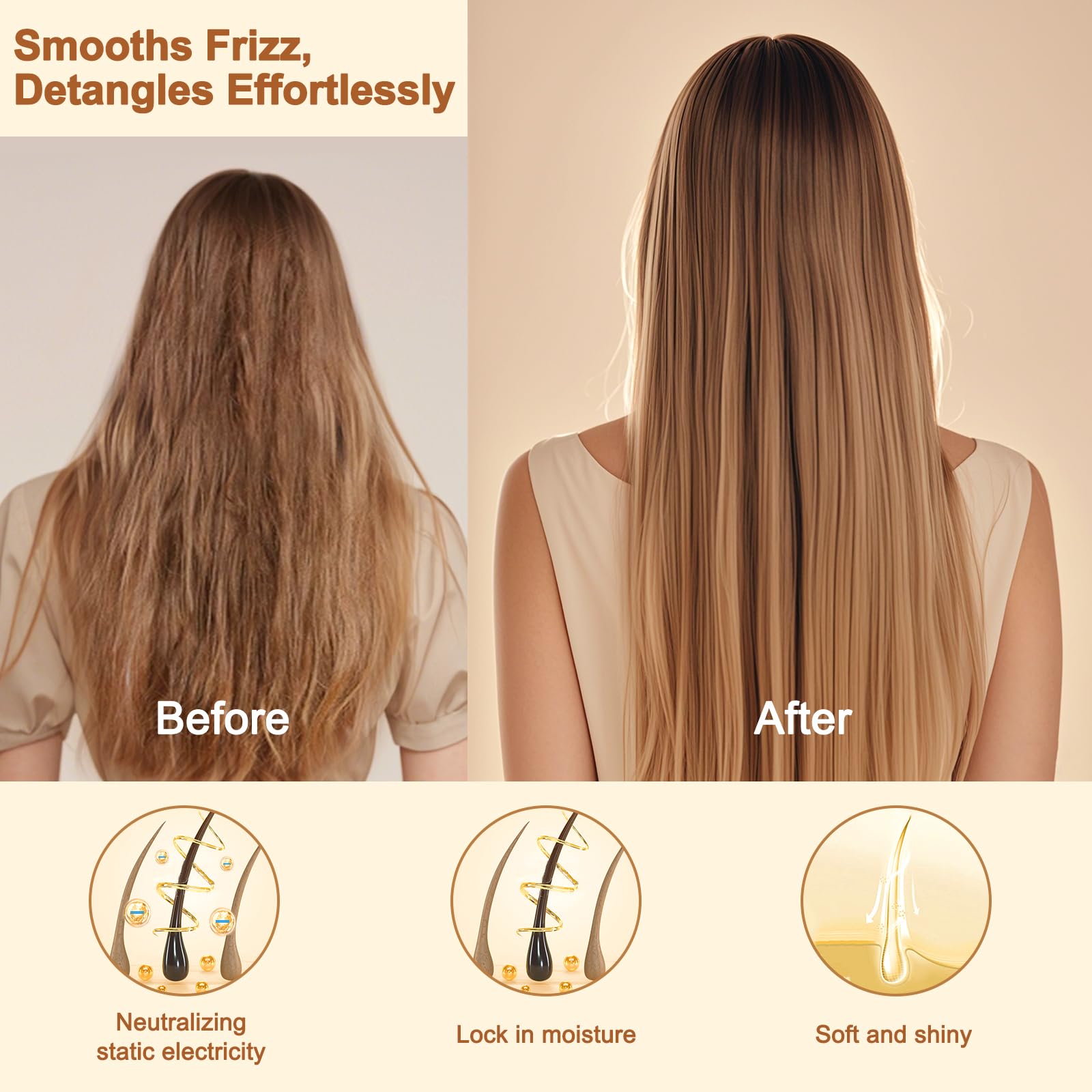 LIYI Bamboo Hair Brush highlighting scalp massage feature