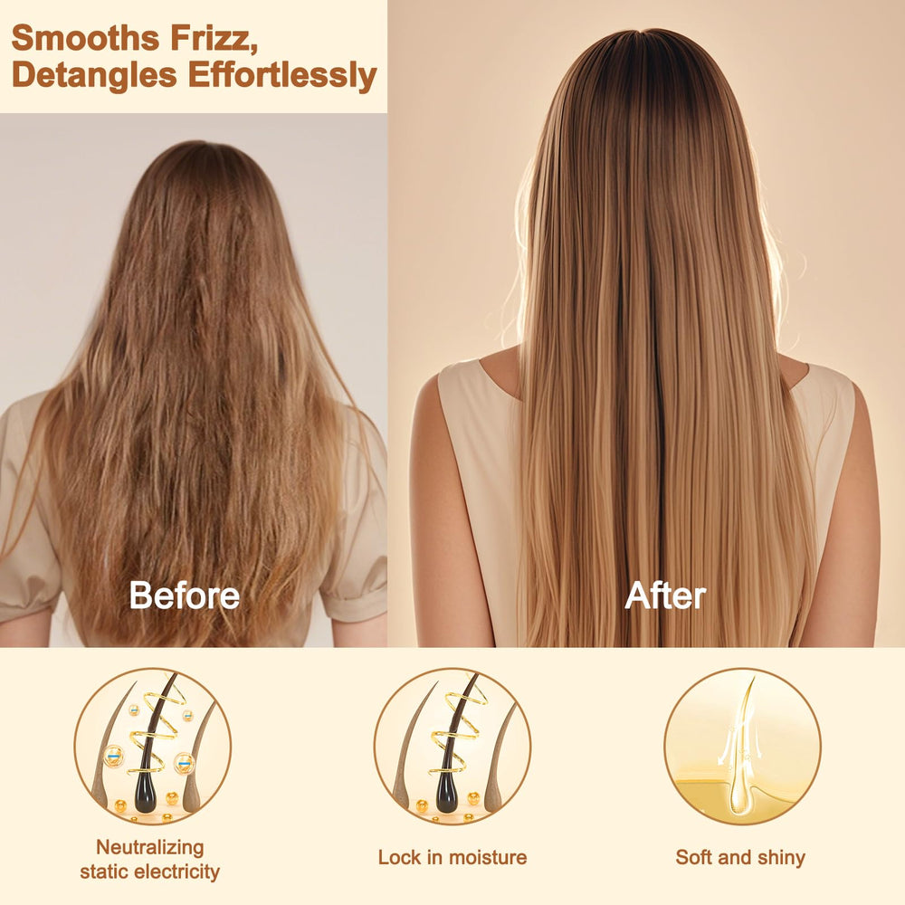 LIYI Bamboo Hair Brush highlighting scalp massage feature