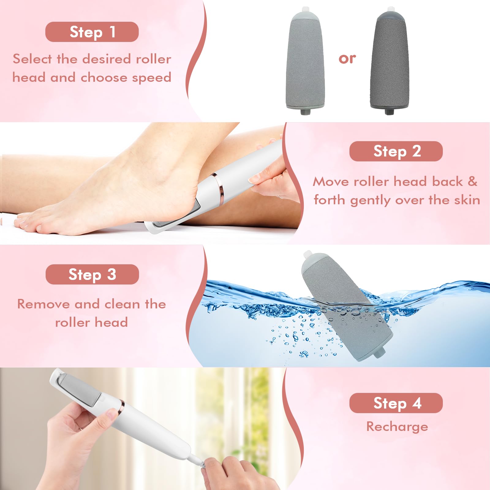 LIYUJSDZ electric foot file USB charging cable image showing cordless convenience.