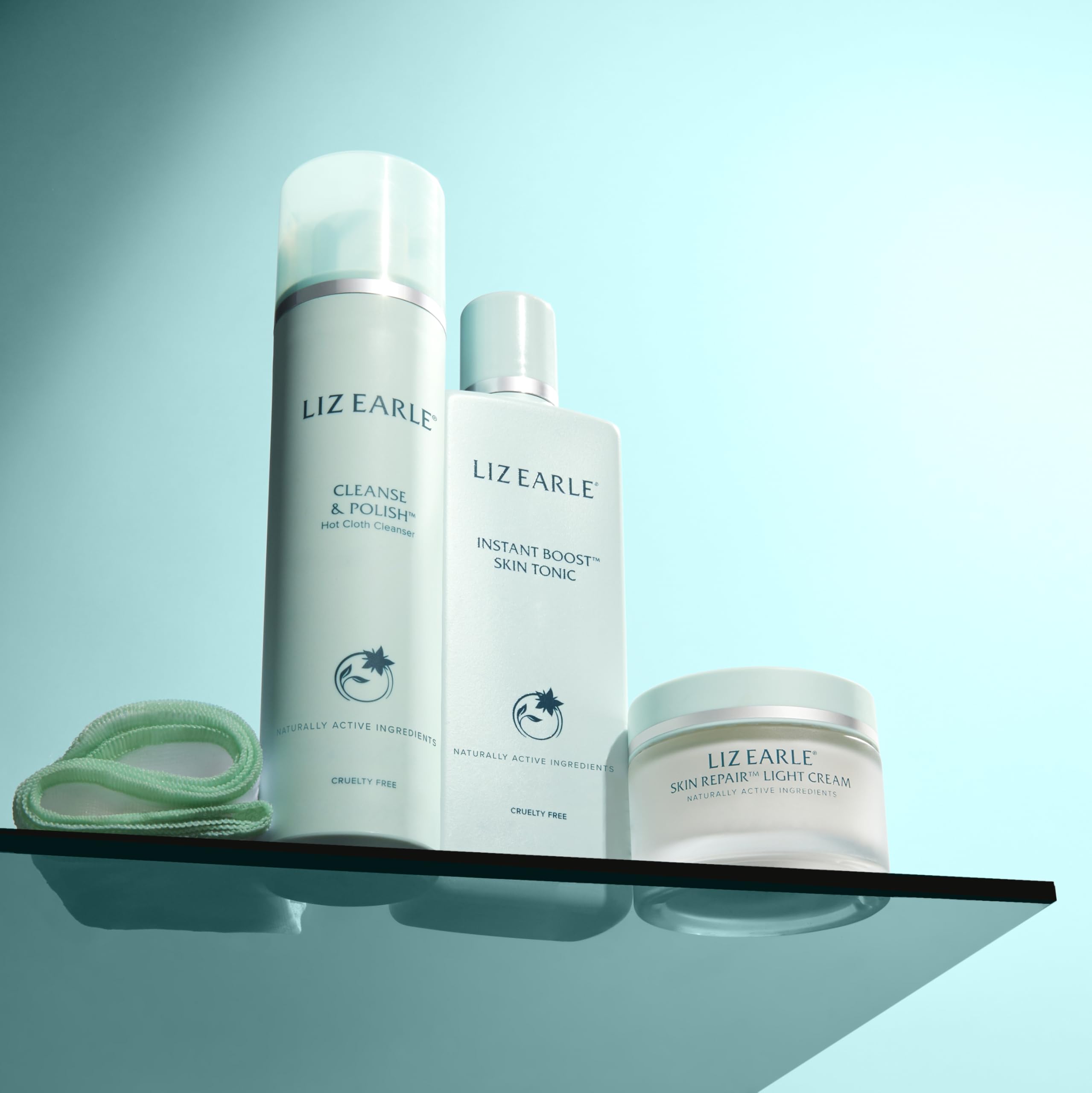 Liz Earle Cleanse & Polish facial massage action on skin.