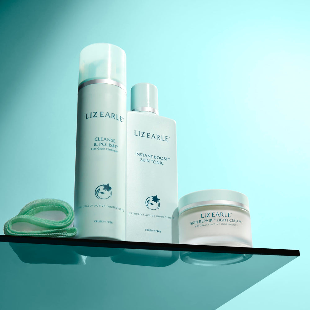 Liz Earle Cleanse & Polish facial massage action on skin.