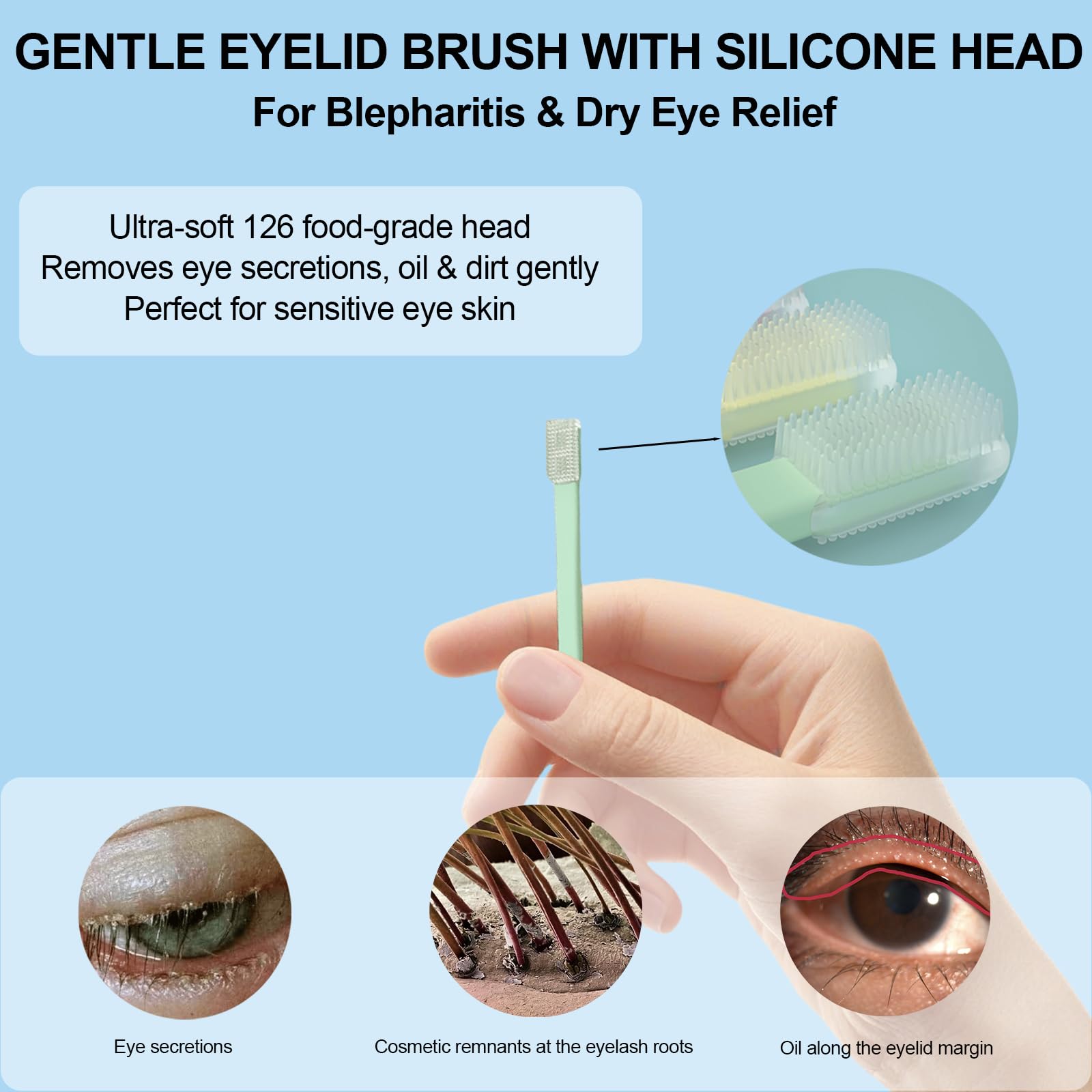 LIZICH Eyelid Brush close-up of soft silicone head for gentle cleansing
