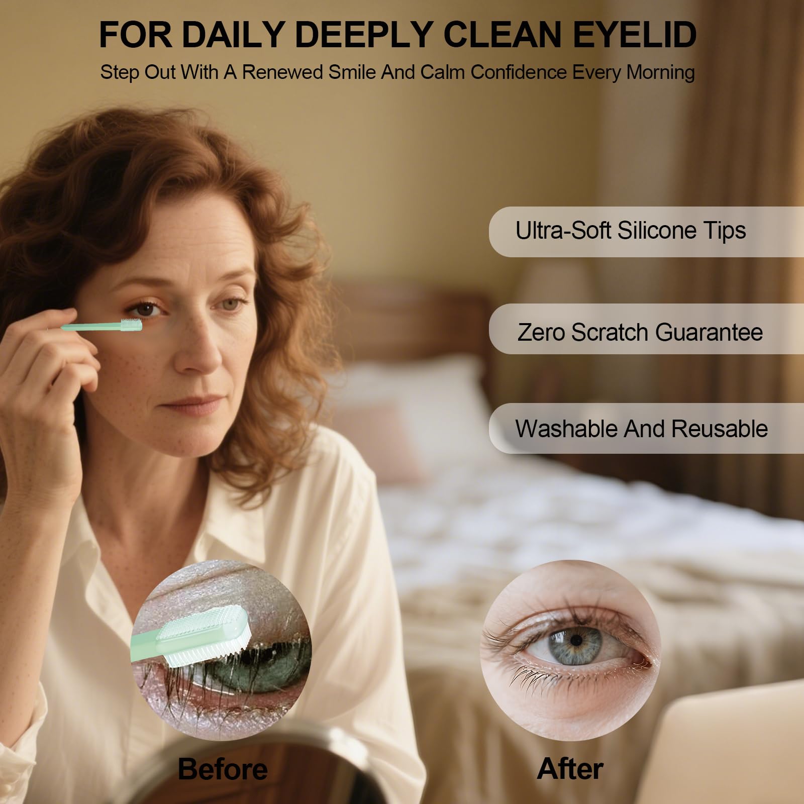 LIZICH Eyelid Brush angled tip detail for precise margins cleaning