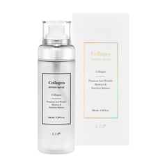 LIZK collagen serum spray bottle for quick facial hydration.
