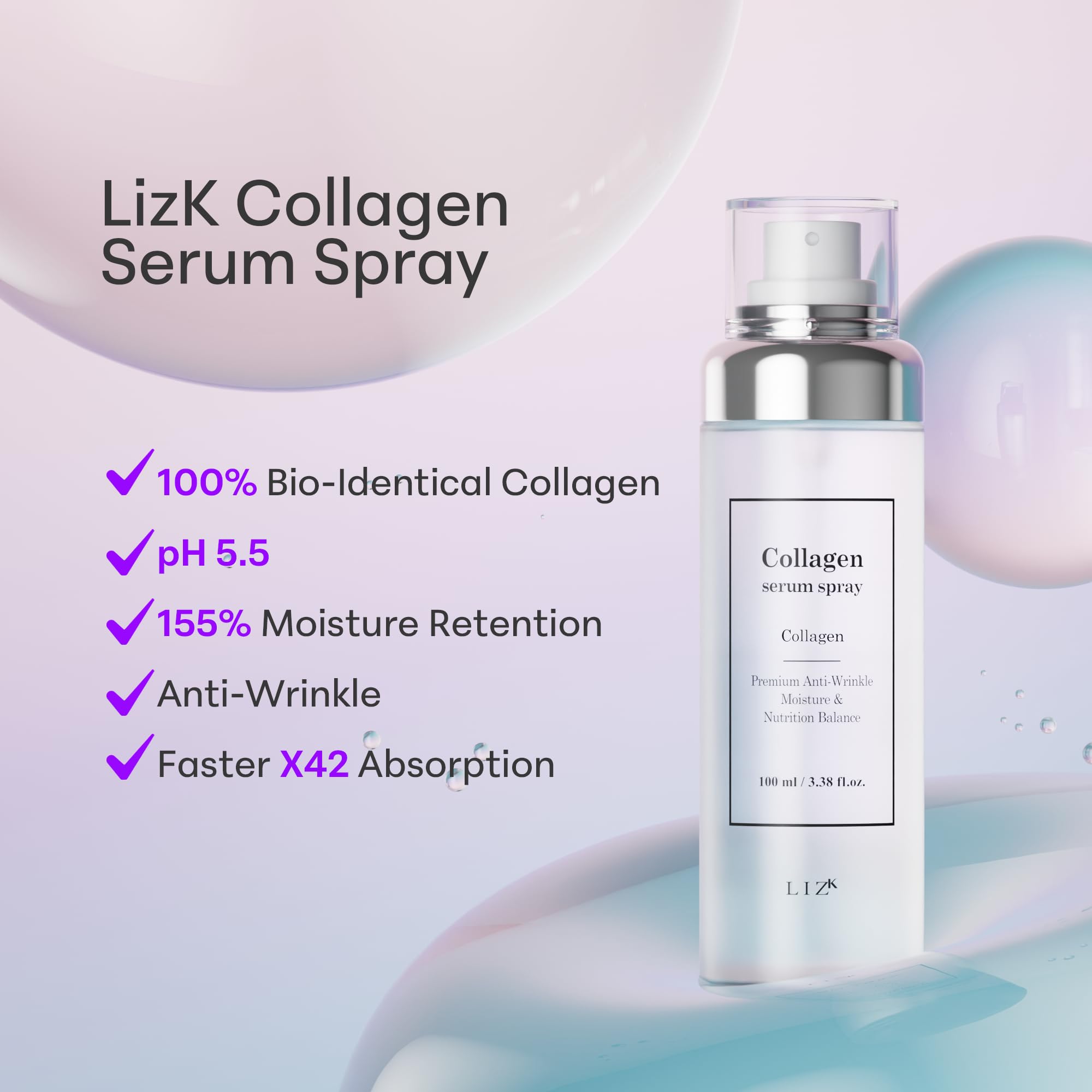 LIZK ingredient label close-up highlighting aquaporin and collagen for hydration.