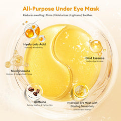 LJ KuKu Lady Under Eye Patches Gold Essence hydration with caffeine and hyaluronic acid.