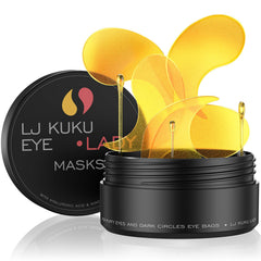 LJ KuKu Lady Under Eye Patches Gold Essence packaging highlights hydration and premium gold formula.