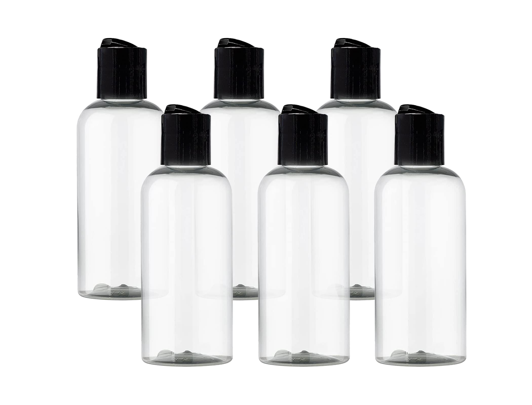Ljdeals 4oz clear Boston round bottle ready for precise shampoo or lotion dispensing.