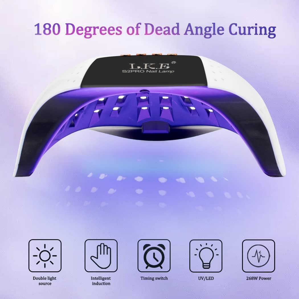 LKE 268W UV LED Nail Lamp top view shows even drying with 57 beads for consistent results