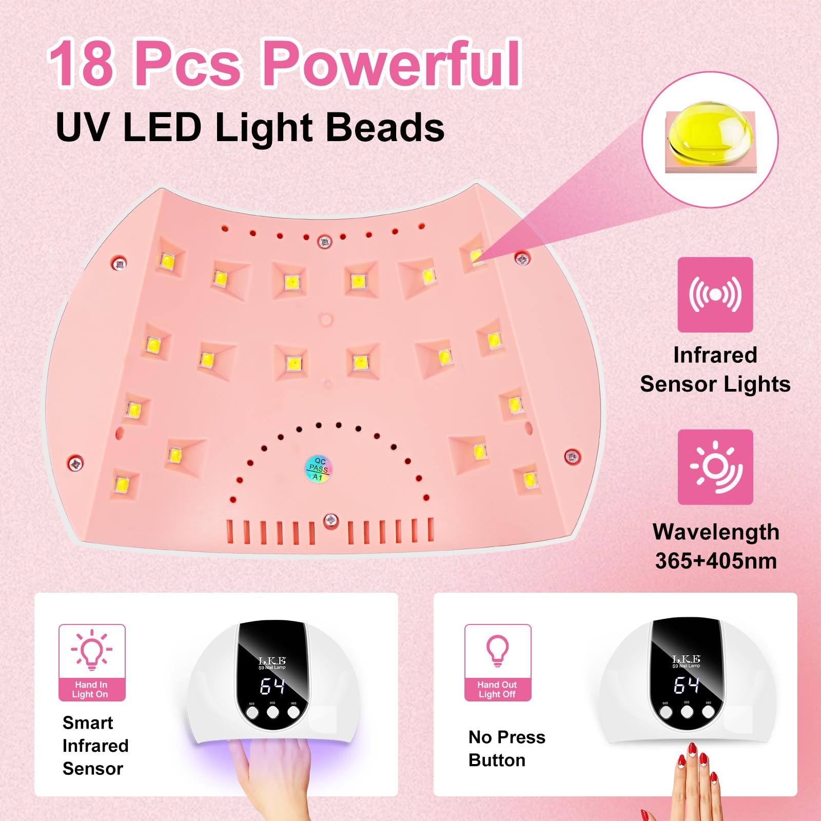 LKE UV nail lamp timer display during use