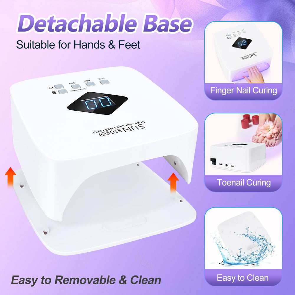 LKE cordless UV nail lamp handles gel polish collections including base and top coats