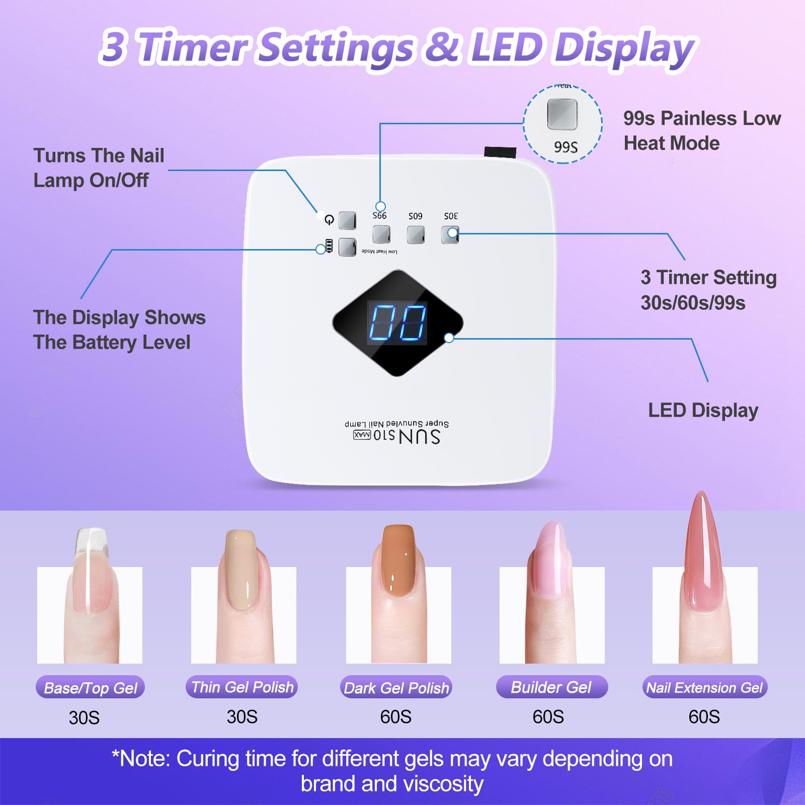 LKE cordless UV nail lamp rechargeable battery for wireless mani sessions