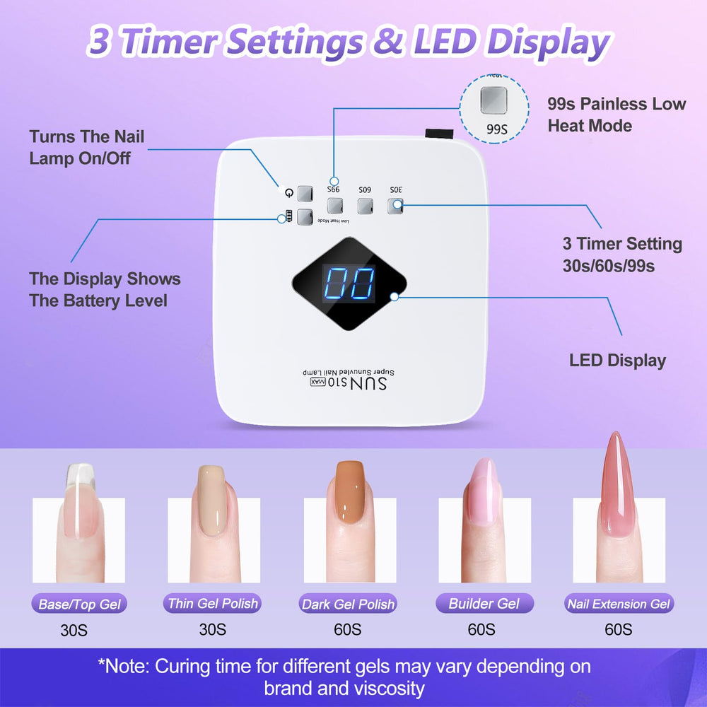 LKE cordless UV nail lamp rechargeable battery for wireless mani sessions
