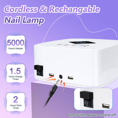 LKE cordless UV nail lamp removable base for flexible setup and more space