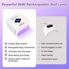 LKE cordless UV nail lamp side view showing compact design for home use