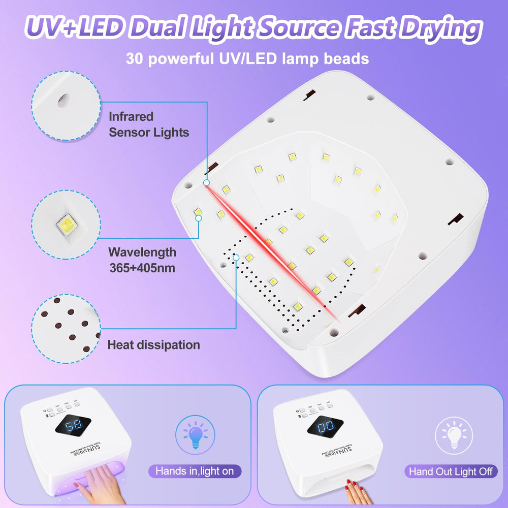 LKE cordless UV nail lamp wide cure space accommodates fingernails and toenails