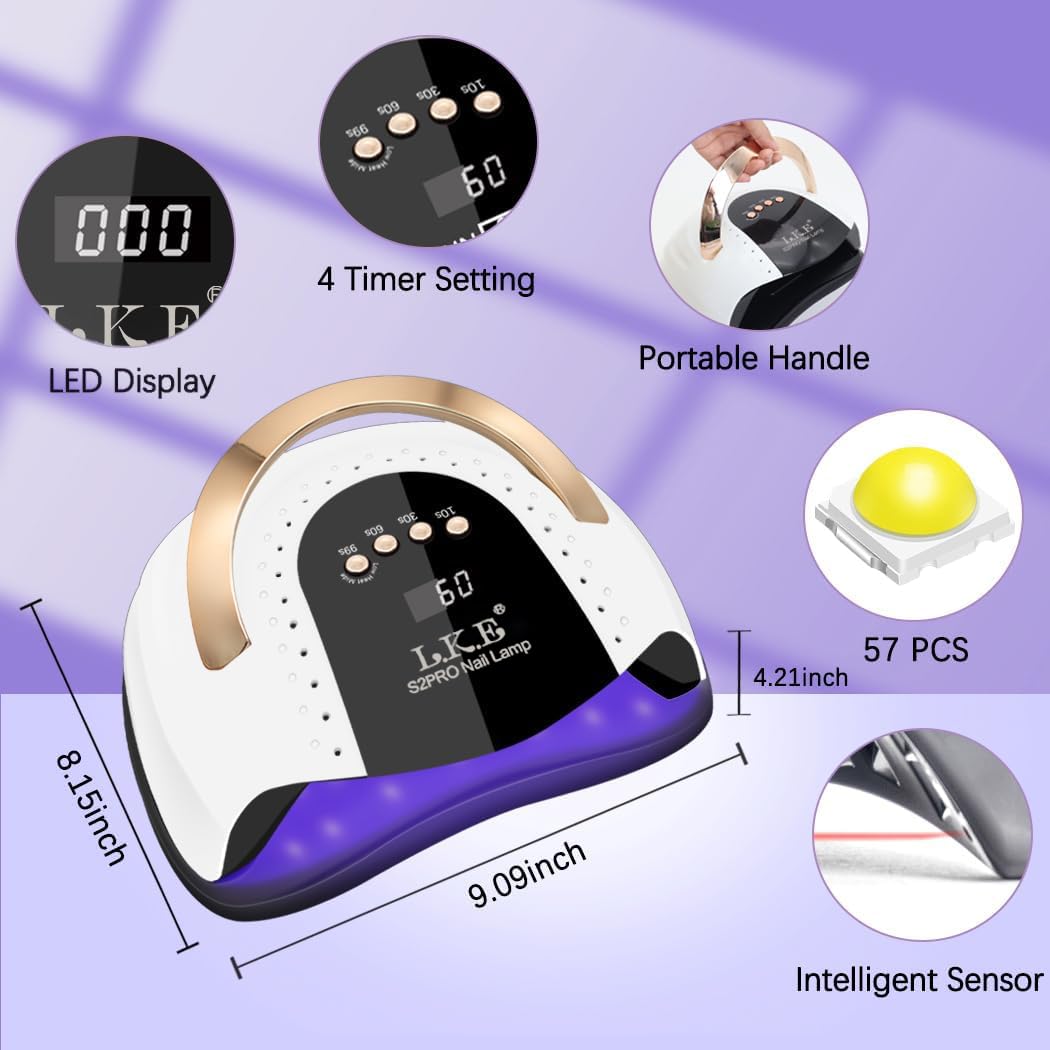 LKE automatic infrared sensor enables hands-free operation for clean, efficient nail sessions
