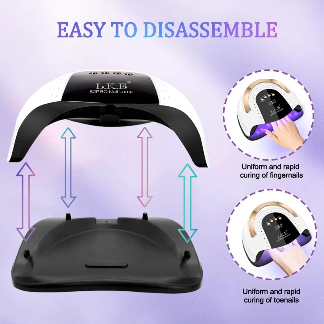 LKE lamp removable bottom plate allows quick cleaning and sanitary manicure setup