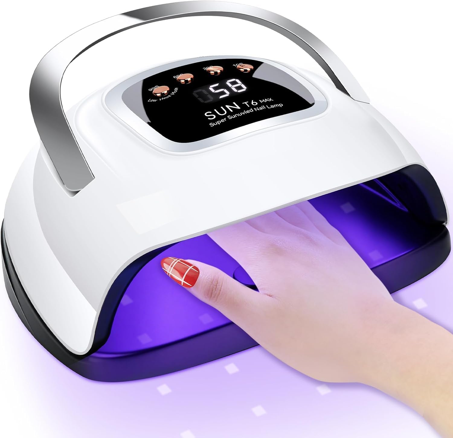 LKE UV Nail Lamp front view shows 220W power for fast home curing.