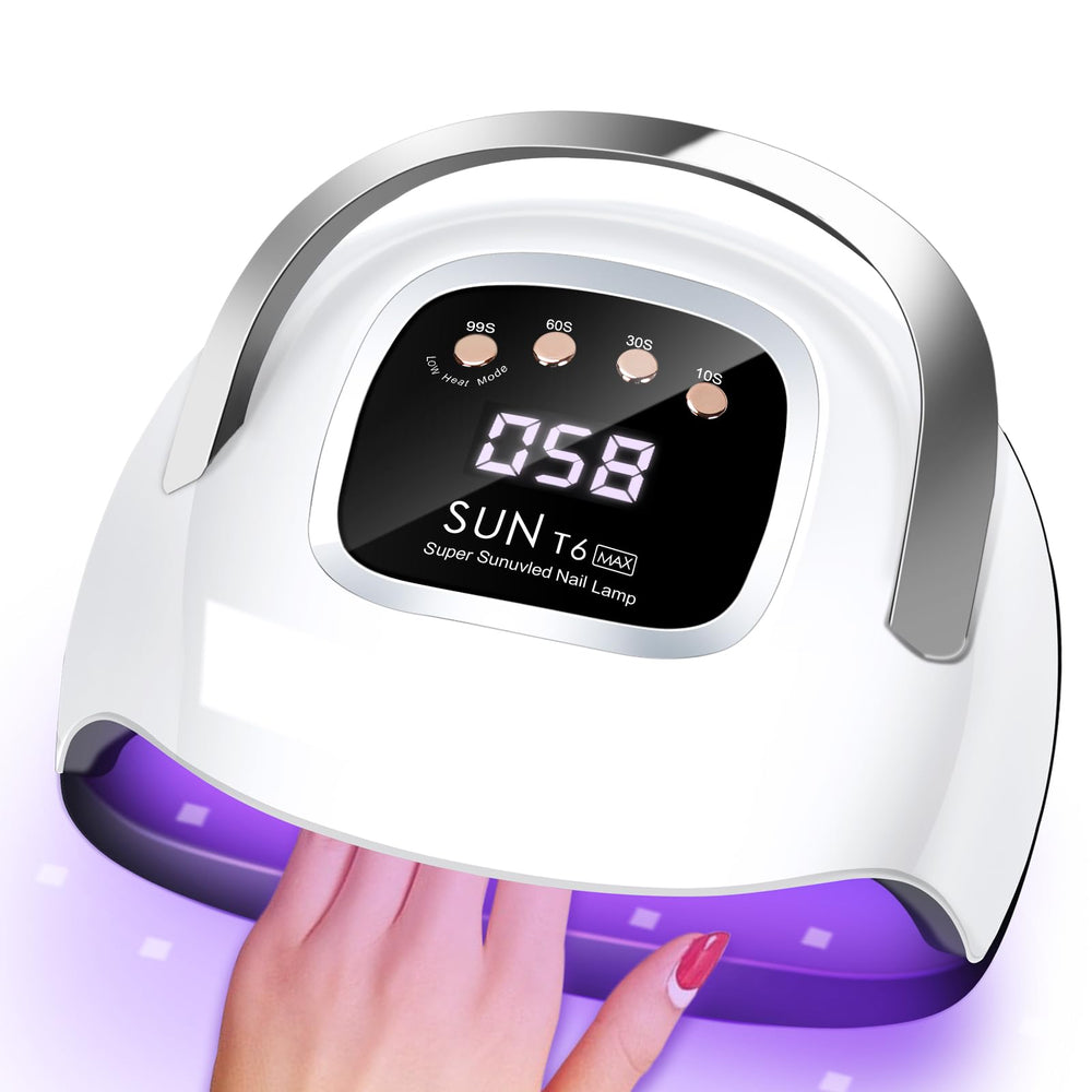 LKE UV Nail Lamp setup in a salon-like space emphasizes professional results at home.
