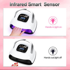 LKE UV Nail Lamp four-timer panel demonstrates versatile curing options.