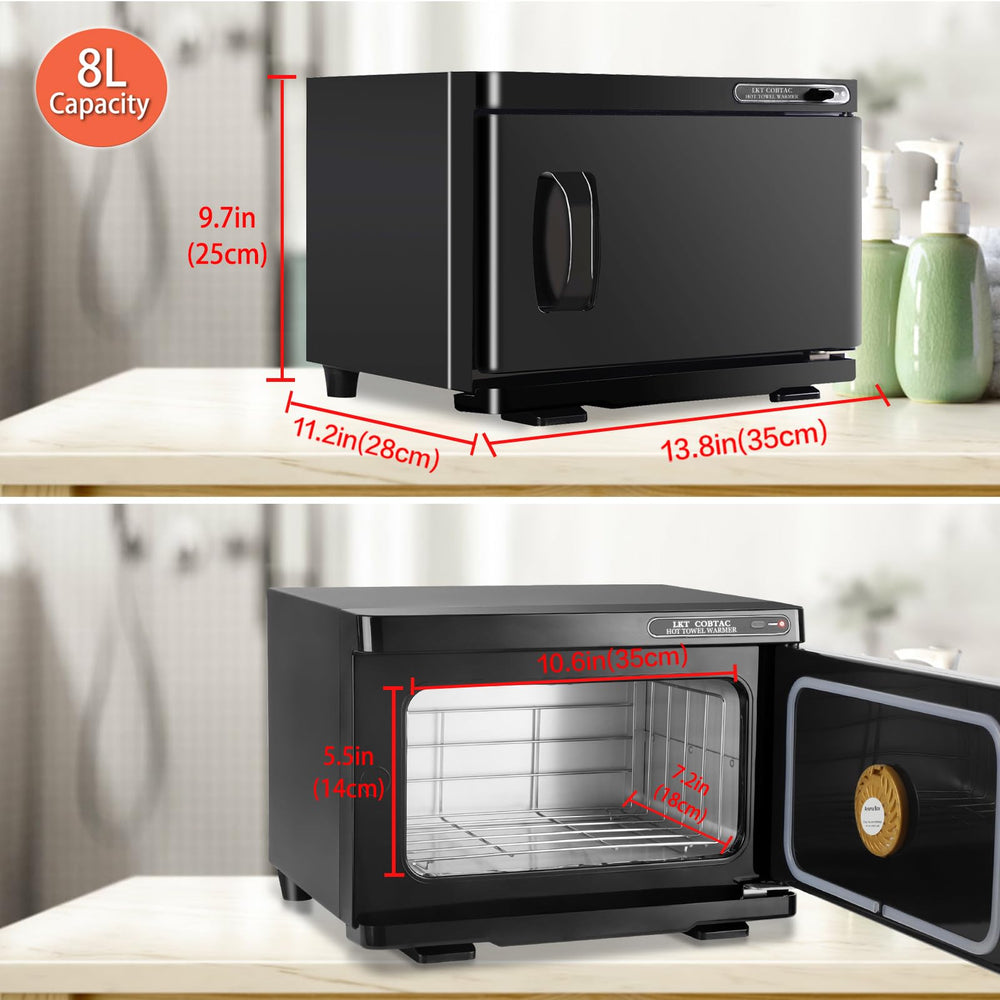 LKT COBTAC hot towel warmer ideal for facial spa treatments at home.