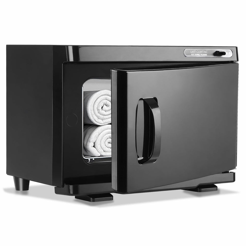 LKT COBTAC hot towel warmer front view showcases compact spa-ready design for salons.