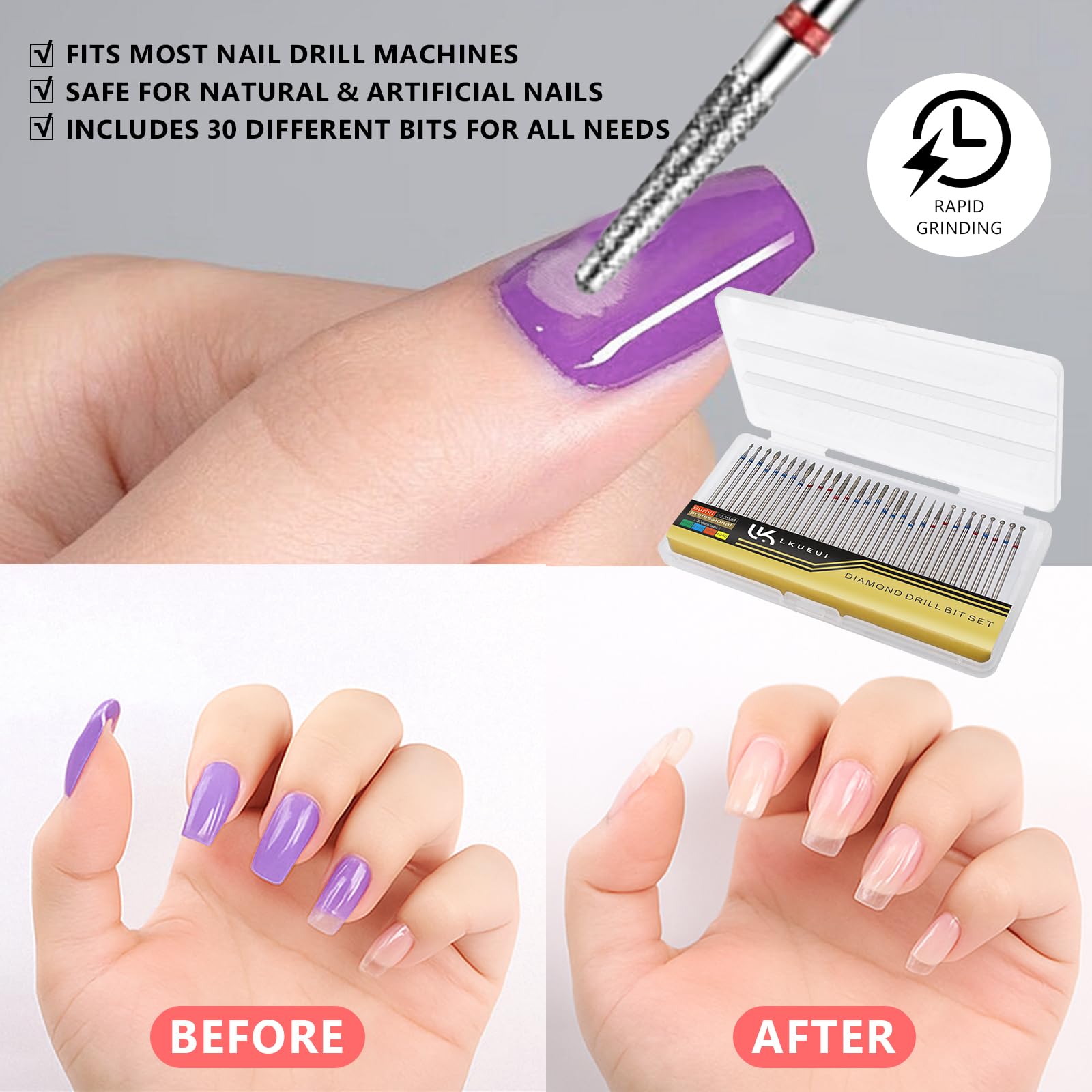 Lkueui multi purpose nail kit set for shaping and maintenance.