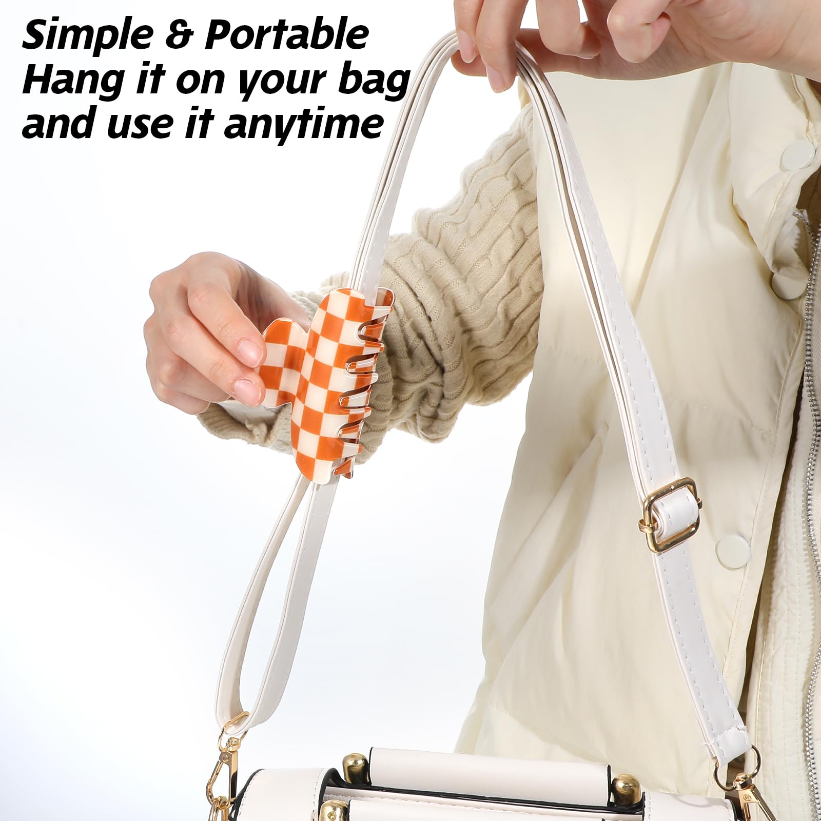 LLOUSSAK orange-white pattern clip beach-ready fashion accessory