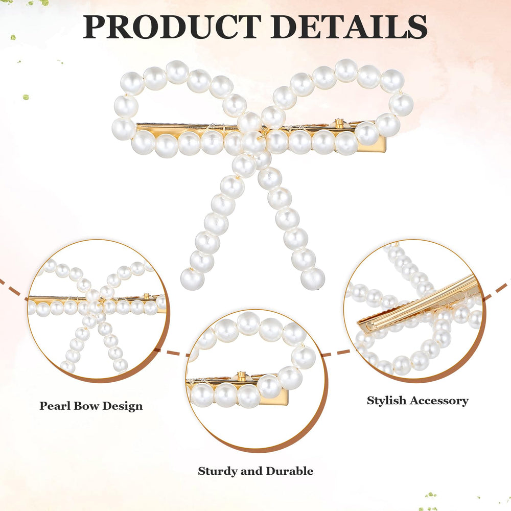 LLOUSSAK Pearl Bow Clip worn in hair offers versatile daily glamour.