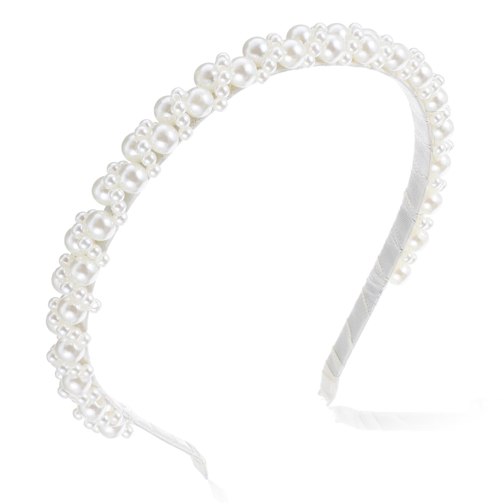 LLOUSSAK pearl headband white closeup highlights elegant faux pearls for formal looks
