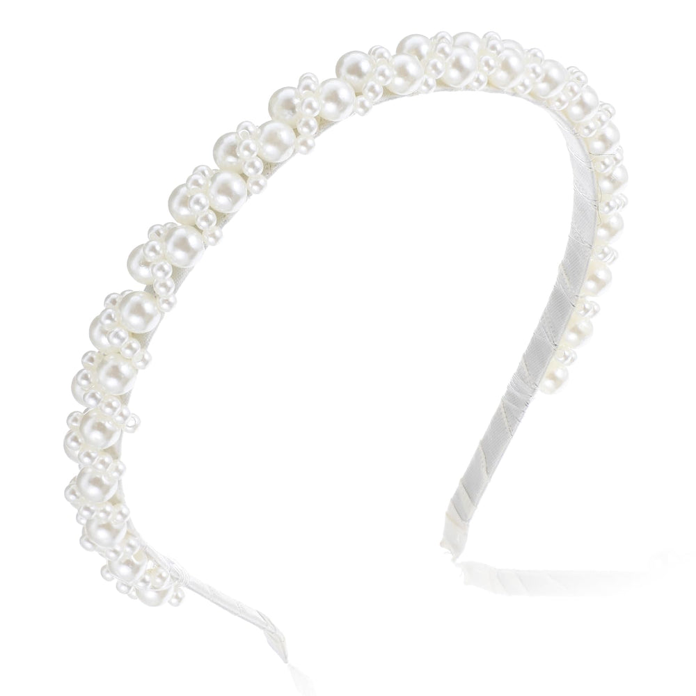 LLOUSSAK pearl headband white closeup highlights elegant faux pearls for formal looks