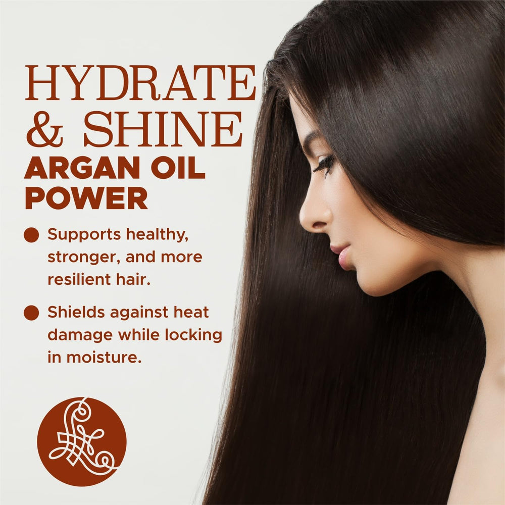 L LUSETA argan oil serum beside towel shows daily nourishment routine.