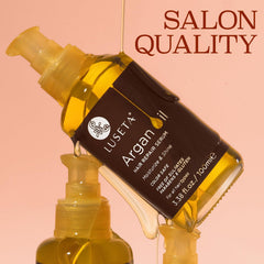 L LUSETA argan oil serum pour shows nourishment for dry ends and hydration.