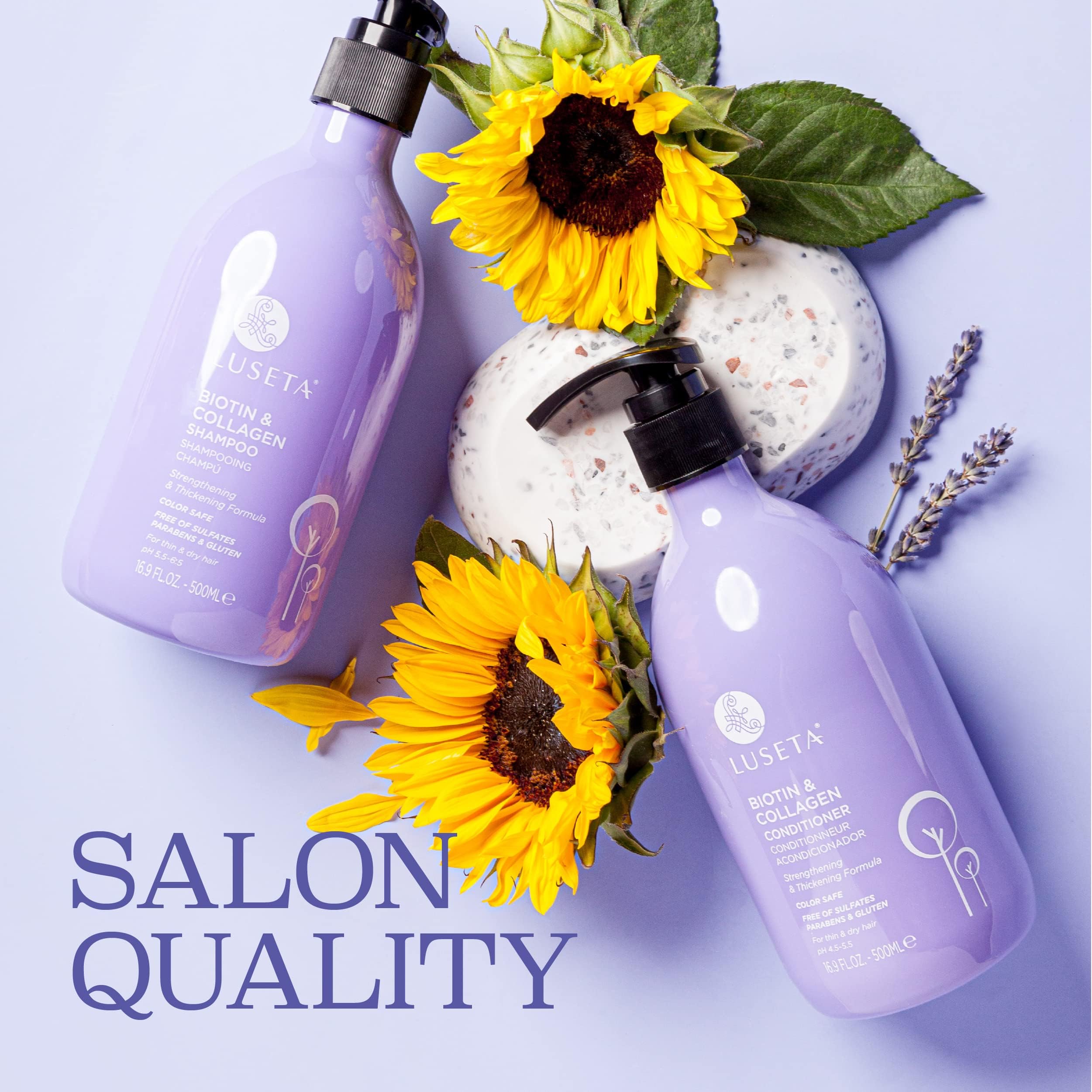 L Luseta Biotin Conditioner tube highlights nourishing formula for fuller-looking hair