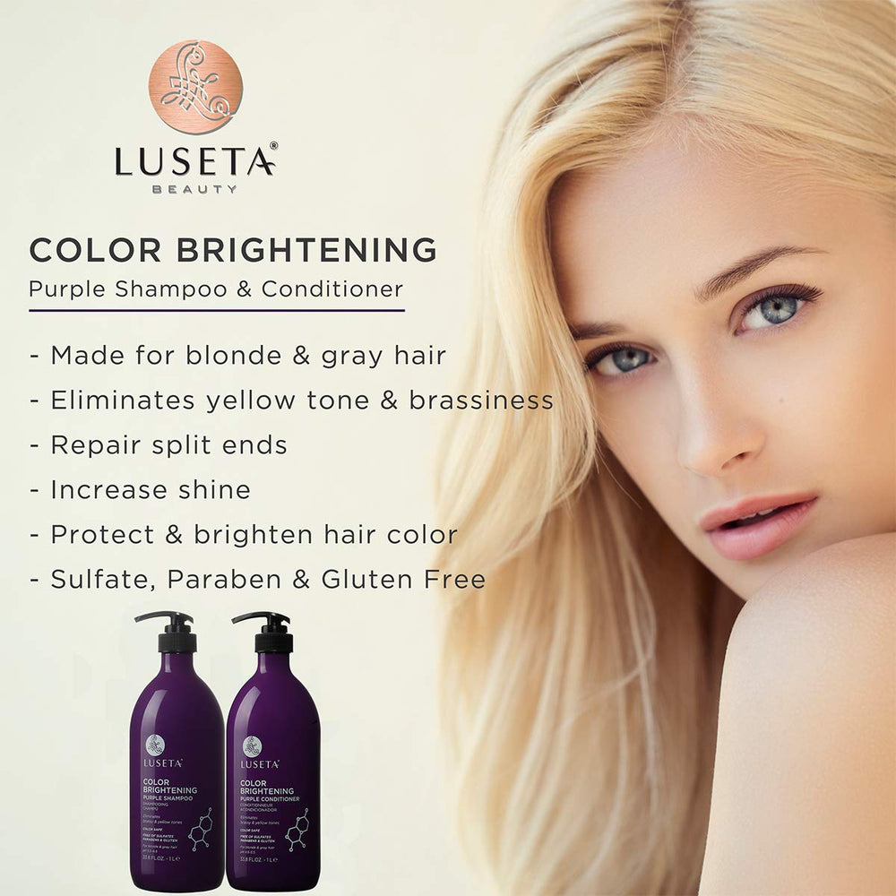L LUSETA color-brightening purple conditioner bottle, nourishing detangling care