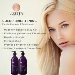 L LUSETA color-brightening purple conditioner bottle, nourishing detangling care