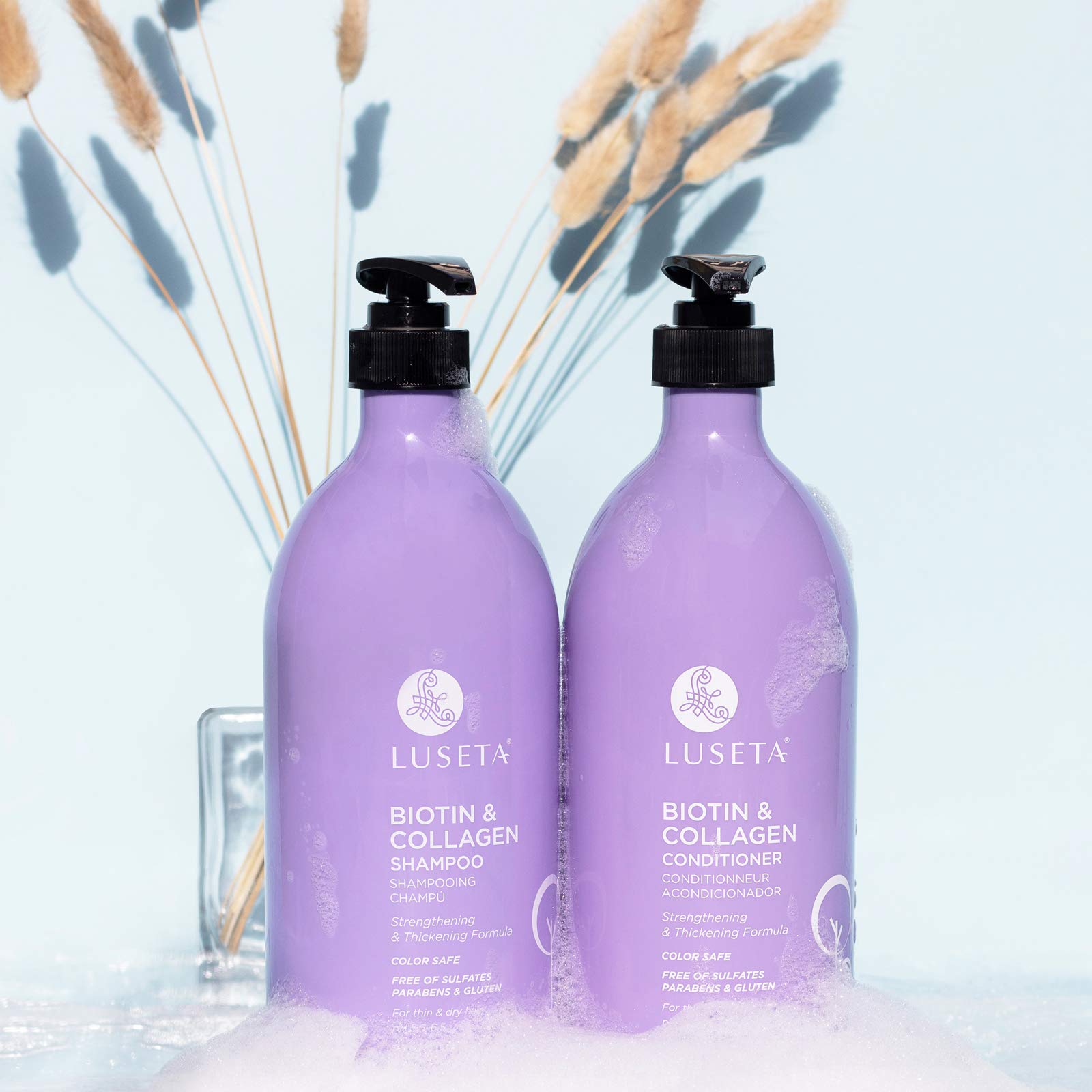 L LUSETA Full set packaging shows two 33.8 oz bottles for long-term use.