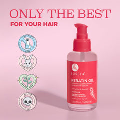 Luseta keratin hair oil serum on towel-dried hair mid-to-ends application