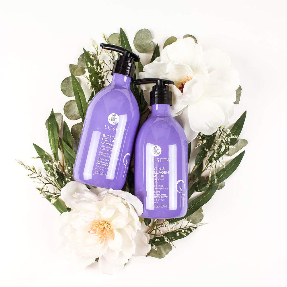 L LUSETA sulfate free formula shown in clear bottle