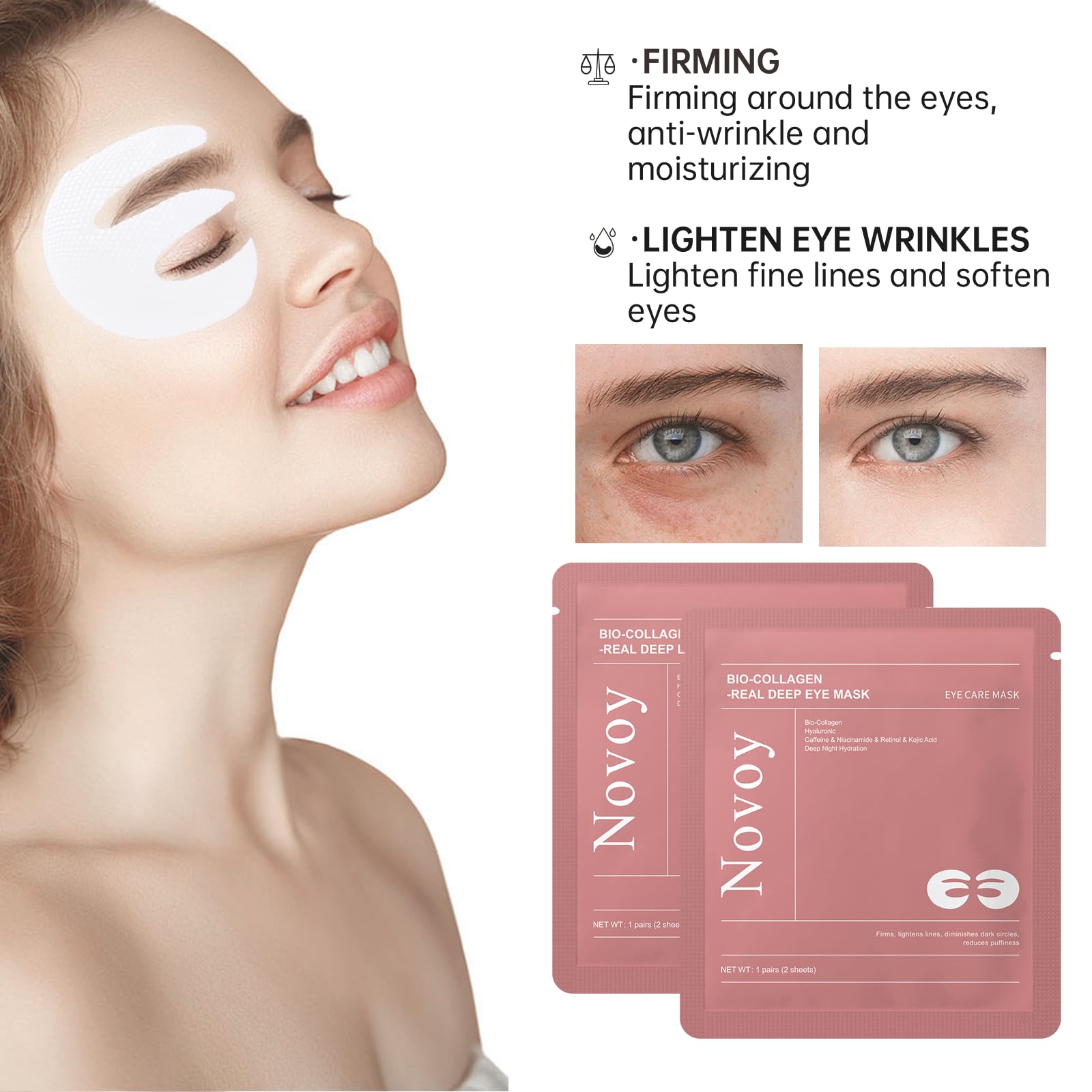 LLVYUO Novoy Rose eye patches texture close-up showcasing nourishing collagen