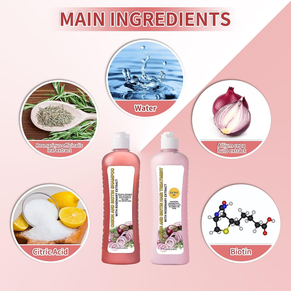 LMDGDS Onion Rosemary Shampoo ingredients close-up highlighting natural extracts for nourished hair