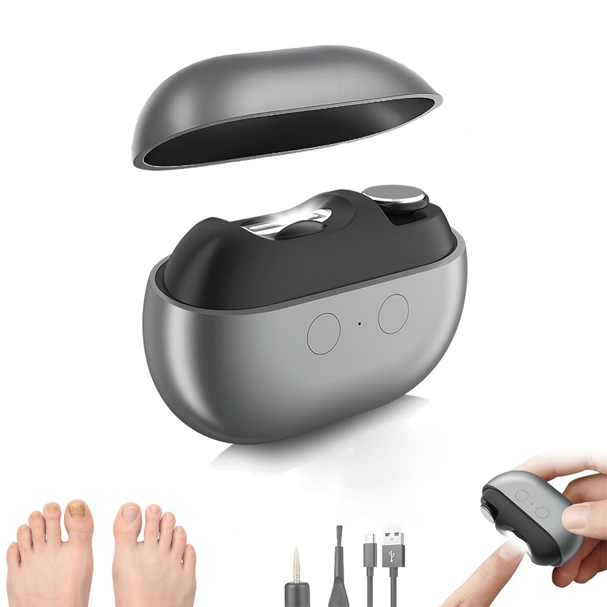 Lmipki electric nail trimmer with LED light for precise clipping at home.