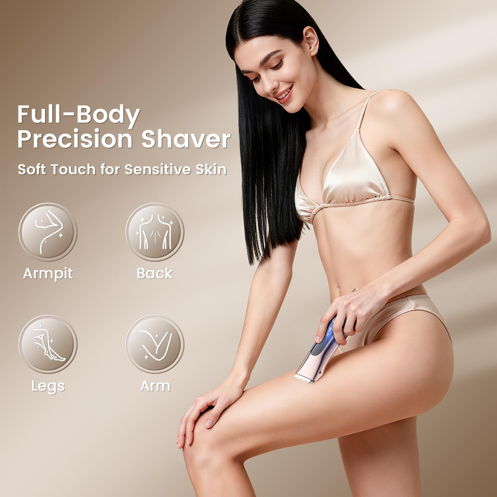 Lmpil bikini-trimmer bikini-area use illustration showing delicate grooming.