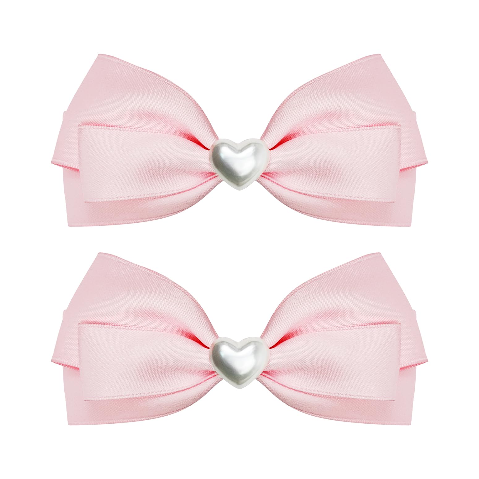 LMYMHMLM pink hair bow front view with fabric-wrapped clip for secure wear